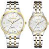 JewelryWe Coppia di orologi da polso al quarzo, analogico, per partner, amicizia, business, casual, con cinturino in acciaio inox, colore oro e argento, regalo per San Valentino per uomini e donne
