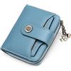 KINIBY - MODA MARE Portafoglio Donna in vera pelle tinta unita, Blocco RFID, portamonete, 8 scomparti per Carte, 2 finestre di Identificazione trasparente. Gioiello decorativo nella cerniera! (Azzurro)