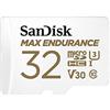SanDisk MAX ENDURANCE Video Monitoring for Dashcams & Home Monitoring 32 GB microSDHC Memory Card + SD Adaptor 15,000 Hours Endurance, White