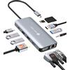 NOVOO 11 in 1 Docking Station USB C, Multiporta Hub con HDMI 4K@60Hz, VGA, Ethernet 1Gbps, 4 Porte USB-A, Lettore SD/TF, Jack Audio 3,5 mm - Compatibile con MacBook, Dell, HP, Lenovo ThinkPad