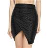 BALAYSIER Minigonna Donna Nera Gonna in Pelle a Vita Alta Gonna Tubino con Design a Spacco e Stampa Leopardata(M)