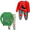 FedMois Set Pigiama a Lunghe Corte in Cotone Bambini, Confezione da 4 Pezzi, Gatto e Dinosauri, 3-4 Anni