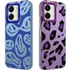 Tedyhulle Pack of 2 Phone Case For Xiaomi Redmi 13C 4G/Redmi 13C 5G/ POCO C65, Leopard Pattern, Hard Back Cover TPU Soft Bumper Shockproof Protective Case - Purple + Blue