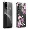 kwmobile Custodia Morbida Compatibile con Samsung Galaxy A54 5G Cover - Case Trasparente e Pellicola Vetro Temperato - Protezione Schermo - Fiori e Rose