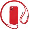 Vauki Cover per iPhone 12 Pro con Cordino, Silicone Custodia con Laccio Collana Tracolla, Antiurto Ultra-Sottile Protettiva Cellulare Case per iPhone 12 Pro, Rosso