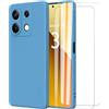 MOONESS Cover per Xiaomi Redmi Note 13 5G (6.67) Custodia,Con 2 Pellicola Vetro Temperato Morbida Sottile Liquid TPU Antiurto Anti-Scratch Case - Blu