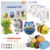 AUAUY 4PZ Kit per Uncinetto per Principianti, kit per Animali All'uncinetto, kit per Lavori a Maglia per Fai da te con Filato, Occhi, Imbottitura, Uncinetto e Tutorial Video