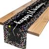 Xinvery 14. Runner da tavola per compleanno, colore nero, decorazione per 14 compleanno, per bambini, ragazze, ragazzi, 14 compleanni, feste, 180 x 35 cm