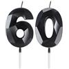 mciskin Candele nero per 60° compleanno, candela 3D numero 60 per torta, decorazioni per 60° compleanno per donne uomini, candele decorazioni nero Torta Topper per feste Suppie