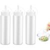 Jinsion 3 Pezzi Bottiglia Squeeze di Plastica,500ml Biberon Cucina,Trasparente Condimento Dispenser,a Prova di Perdite e Senza BPA,Contenitore Oliera Plastica,Bottiglia per Squeeze con Tappi per Ketchup,Salse