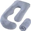 SLIGUY Gravidanza copertura del cuscino a forma di G, 57 pollici di ricambio federa, utilizzato per maternità cuscini, 100% velluto, doppia cerniera tessuto elasticizzato, Super Soft, tipo universale