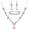 Clearine Set di Gioielli per Damigelle d'Onore, Orecchini Pendenti con Bracciale Tennis a Y e Goccia di Zirconia cubica AAA per Donne Colore Argento Rosa