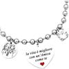 dalcuore Bracciale Amicizia Donna Acciaio Ipoallergenico Regolabile. Charm Frase Incisa. Idea Regalo Originale per Lei: Compleanno, Natale, Laurea. Perfetto per Amica, Fidanzata, Sorella, Mamma, Zia.