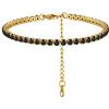 FindChic Bracciale Donna tennis oro con zirconia cubica neri bracciale donna tennis braciale catena donna 18cm braccialetto tennis oro sottile regolabile bracciale tennis donna Confezione Regalo