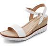 DREAM PAIRS Espadrillas da Donna con Punta Aperta Sandali Eleganti con Plateau Sandali con Zeppa Elastici con Cinturino alla Caviglia,Size 39,Bianco,SDPW2342W-E