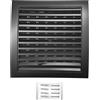 H&C VENT Griglia di ventilazione 150 x 150 mm nero copertura con protezione dagli insetti, cursore, tappo per canale HVAC ABS, cappa aspirante per tubo di scarico dell'aria