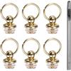 QUARKZMAN 6pz Rivetti Borchie in Metallo 7mm Rivetti Bottone ad Ring a D con 3,5mm Punzone Cuoio per Artigianato Pelletteria, Tono Oro