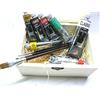 Maimeri IDEA REGALO 10 COLORI AD OLIO IN BAULETTO IN LEGNO GREZZO. LINEA OLIO CLASSICO 9 TUBI DA 20ml e 1 TUBO 60ml più 3 pennelli in Omaggio: Pennelli sintetici, RITOCCO N,0, Firma
