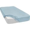 Mixibaby Lenzuolo con angoli elasticizzati in jersey, 100% cotone, 28 colori, dimensioni: 160 x 200 cm, colore: blu bambino
