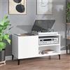 Prissent Mobile Porta Dischi Bianco 84,5x38x48cm - Mobiletto Multiuso per Soggiorno, Sotto TV, Basso - Scaffale Libreria in Legno per CD e Vinili