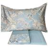 Fazzini completo lenzuola matrimoniali in Puro Raso di Cotone 300TC art. Oriental Dream (Surf/Verde 50)