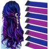 LVSHANGMAO Multicolors Party Highlights Clip colorata per capelli lisci in estensioni sintetiche multicolori per capelli 8PCS parrucchino lungo resistente al calore (blu viola)