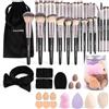 MAANGE Pennelli da trucco, set di 51 pennelli multifunzionali, per fondotinta, cipria, fard, correttori, ombretti, pennelli da trucco (nero e oro)