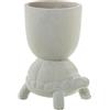 DRW Vaso in ceramica con una tartaruga in bianco 19 x 14 x 24 cm