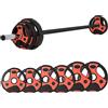 SPORTNOW Set Bilanciere e Dischi da 20kg totali per Sollevamenti e Stacchi con Impugnatura in PU Antiscivolo, Ø17x140 cm, Nero e Rosso