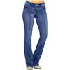 LinRim Jeans da donna Bootcut a vita alta, gamba larga, jeans svasati, eleganti, elasticizzati, skinny, gamba larga, jeans a vita alta, pantaloni alla moda, stile retrò, Blu, 4XL