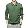 Generic Polo da uomo a maniche lunghe, 100% lana merino, maglia sottile, lavabile in lavatrice, Verde, XL