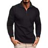 Generico Polo Casual da Uomo Comodi Basic Firmate Casual Maglie Regular Fit Risvolto Lavoro Traspirante Polo Leggera Golf 1/4 Zip Primavera Camicia Manica Lunga Slim Fit Tennis Business Maglietta