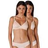 LOVABLE Reggiseno Senza Imbottitura e Senza Ferretto, Cotone Elasticizzato, Spalline con Regolazione Frontale, Pacco da 2, Cotton Line Donna, Skin, 38 / 5B