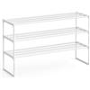 SONGMICS Scarpiera a 3 Ripiani, Scaffale Portascarpe in Metallo, per 16-20 Paia di Scarpe, Verticale o Capovolto, Impilabile, Ingresso, 30 x 92 x 55 cm, Bianco Perla LSA303W03