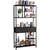 unho Scaffale Libreria industriale Grande: Scaffale ufficio con 5 ripiani Portaoggetti Scaffalature in Acciaio Legno Aperto Vintage Salvaspazio Angolare 90x30x180cm