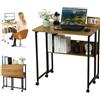 TYGYSDO Scrivania Salvaspazio Pieghevole Richiudibile con Ruote in Legno, Scrivania Piccola 80x60 per Cameretta, Scrivania Portatile, Tavolo da Studio Ribaltabile a Scomparsa Stile Industriale