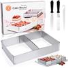 Dncvb Cornice da fornorettangolare, regolabile, altezza 5 cm, da 27 x 18 a 52 x 33 cm, forma per torta regolabile con tavolozza angolare, in acciaio inox, per cottura