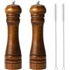 BINHAI macina sale e pepe, set macina pepe in legno kit macine manuali solido con forte smerigliatrici in ceramica regolabile 2 pezzi 8 pollici (I 2 Colori Vintage)