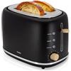 briebe Nordic Tostapane a Fessura Larga a 2 Fette, 6 Livelli di Tostatura, Pinze per Toast, Funzione Stop, Riscalda e Scongela, Vassoio Raccogli Briciole, Design Nordico, 870W, Nero
