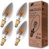 greenandco 4x lampadina a filamento LED Vintage | grigio | E14 C35 | 2W 70lm | 1800K bianco extra caldo | 360° | 230V | senza sfarfallio | non dimmerabile