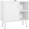 EUGAD Mobile Bagno con Anta, Lavandino con 2 Vani a Giorno, Mobiletto da Bagno Freestanding, Legno Massiccio, Bianco, 60x30x60 cm