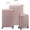 RONCATO RELIFE Set 3 trolley Grande, Medio e Cabina - espandibile e con sistema di chiusura TSA, ROSA PASTELLO