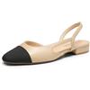 DREAM PAIRS Ballerine da donna con cinturino posteriore, punta quadrata da donna, eleganti, casual, lavoro, ufficio, feste, scarpe con tacco basso da donna, Nude, 36 EU