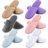 Nizirioo 6 paia di pantofole per ospiti, in spugna, lavabili e antiscivolo, in tessuto non tessuto corallo, misura universale, 28,5 x 11 cm, per hotel, viaggi, casa, ospiti, Bianco Rosso Blu Viola