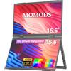 MOMODS Monitor Portatile 15.6 1080P, Doppio Schermo Pieghevole con Rotazione 180°, Portable Monitor con Supporto e VESA, Estensore per Laptop/PC/Mac/Telefono