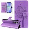 Dcjlbo Cover per Samsung Galaxy A36 5G Custodia Cover in Pelle Portafoglio a Libro con Pellicola Vetro Temperato Porta Carte Cover Flip Case Antiurto Custodia per Samsung A36 5G-Viola