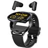 Zephyrion Smart Watch TWS Auricolari per Android iOS, Orologio Sportivo Rotondo da 1,39 pollici, Promemoria per i Messaggi, Monitoraggio della Frequenza Cardiaca e dell'ossigeno nel Sangue (Nero)