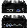 AIOPCWA Fanless Mini PC, Celeron N2840 Industrial Computer, 2 Port Gigabit/1000M LAN, 2 × COM RS232 Serial Port, 8GB RAM 512GB SSD, Support WinOS, Linux, Wifi/BT, VGA, SIM slot