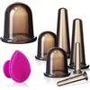 ABSOK Set Coppettazione Viso Silicone, 8 pezzi coppe anticellulite con coppe per il corpo, coppettazione del viso, coppette per gli occhi e Pennello esfoliante