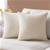 AMFUN Set di 2 federe decorative in velluto a coste, 40 x 40 cm, per divano, poltrona, casa, camera da letto, beige